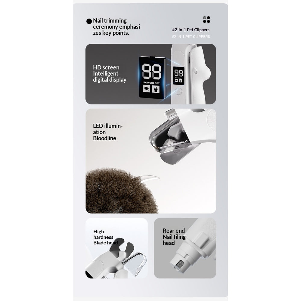 2-in-1 Electric Pet Nail Clipper & Grinder For Dogs & Cats
