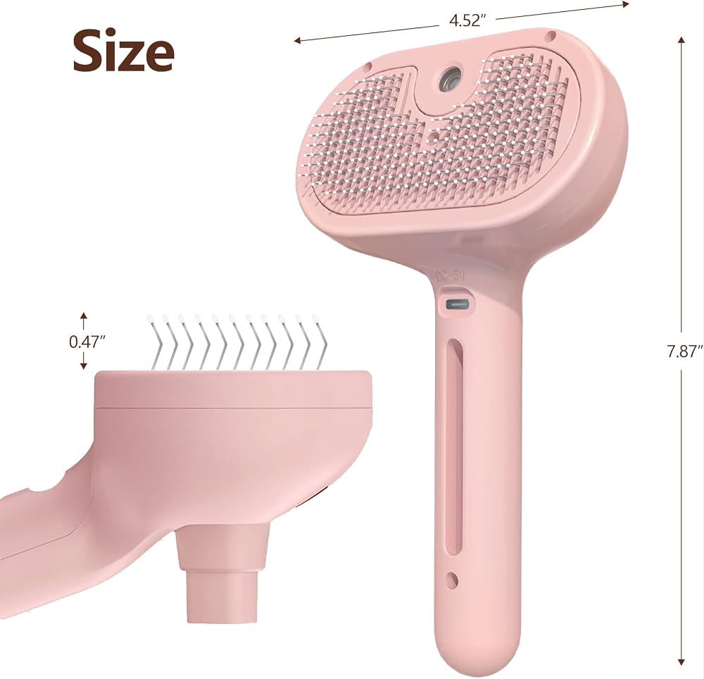 3-in-1 Rechargeable Pet Grooming Brush with Mist Spray