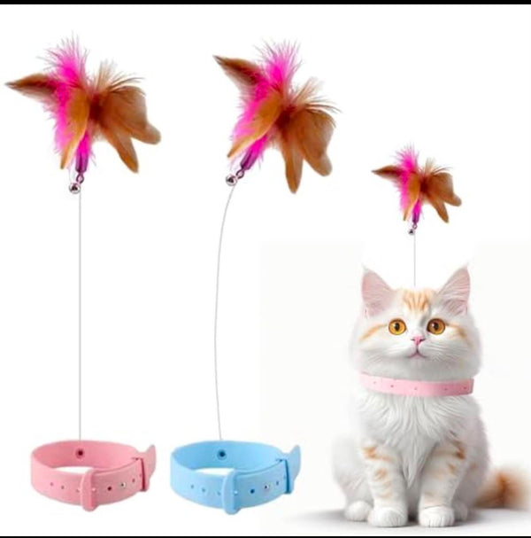 Adjustable Cat Feather Collar Toy